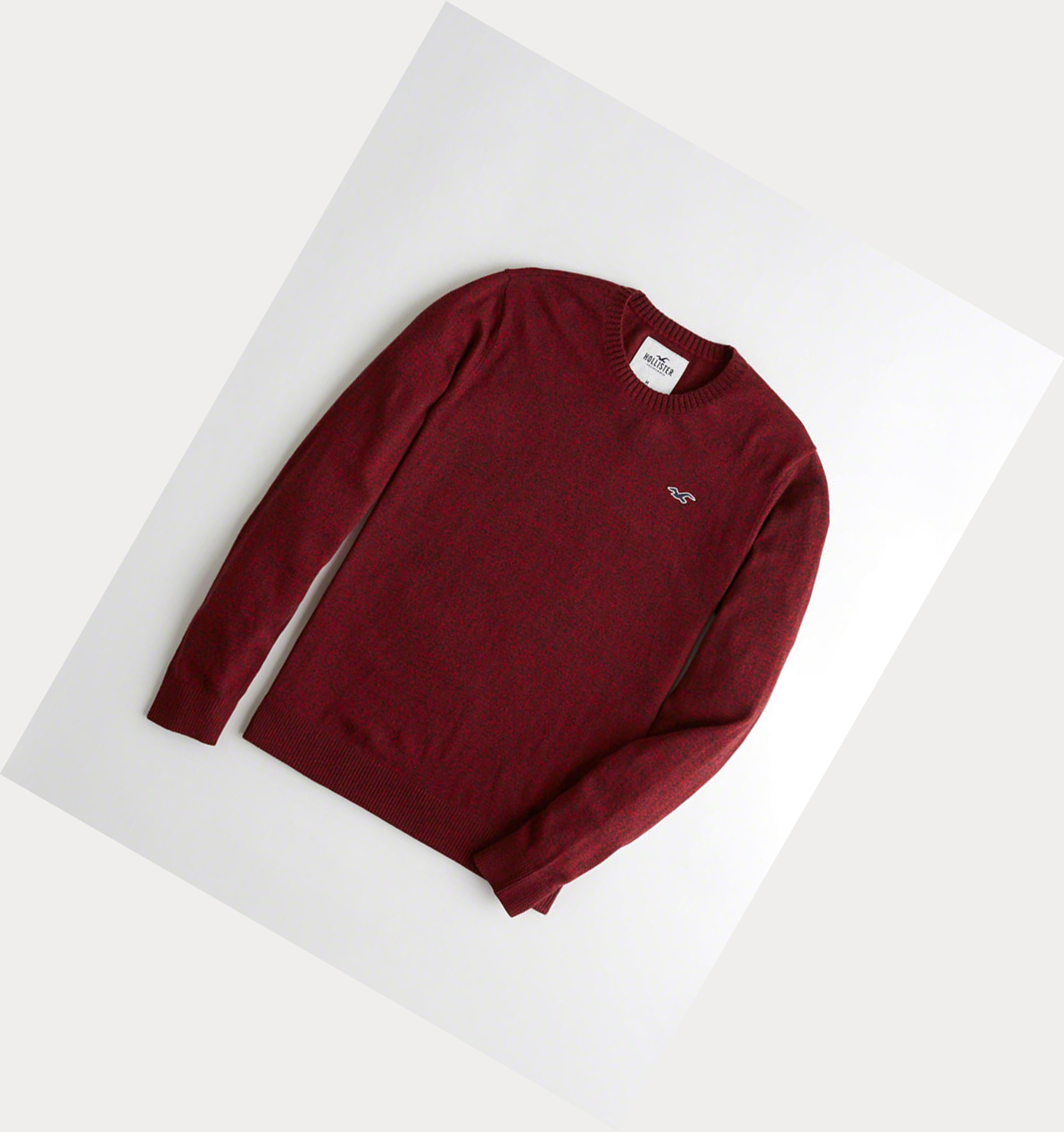 Burgundy Hollister Lightweight Crewneck Men\'s Sweaters | ZA-VFOT301