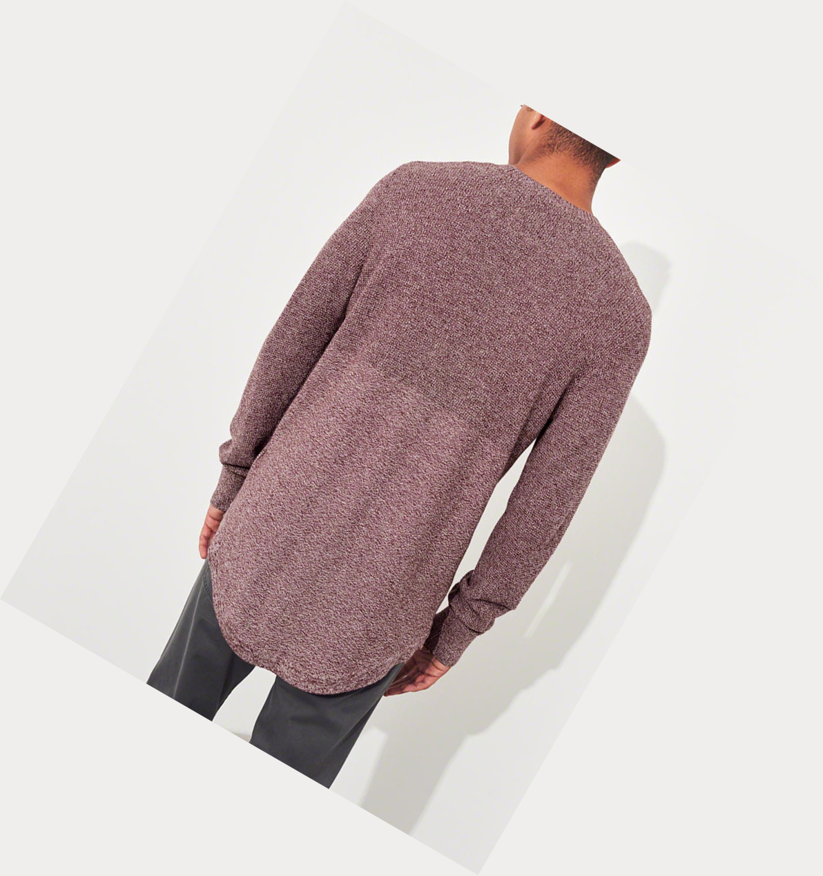 Burgundy Hollister Lightweight Curved Hem Men's Sweaters | ZA-CYBD714