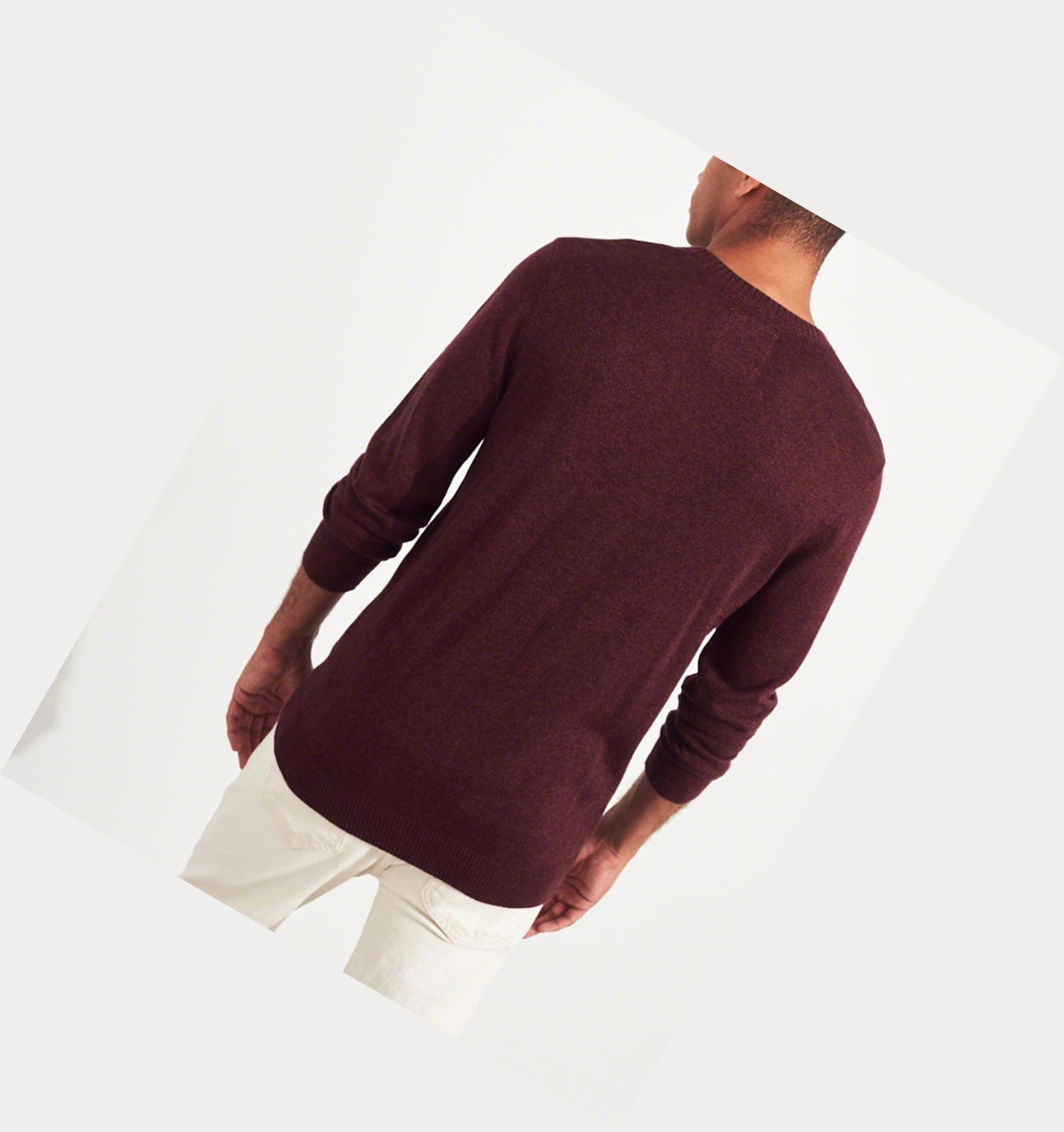 Burgundy Hollister Lightweight V-Neck Men's Sweaters | ZA-SYCJ423