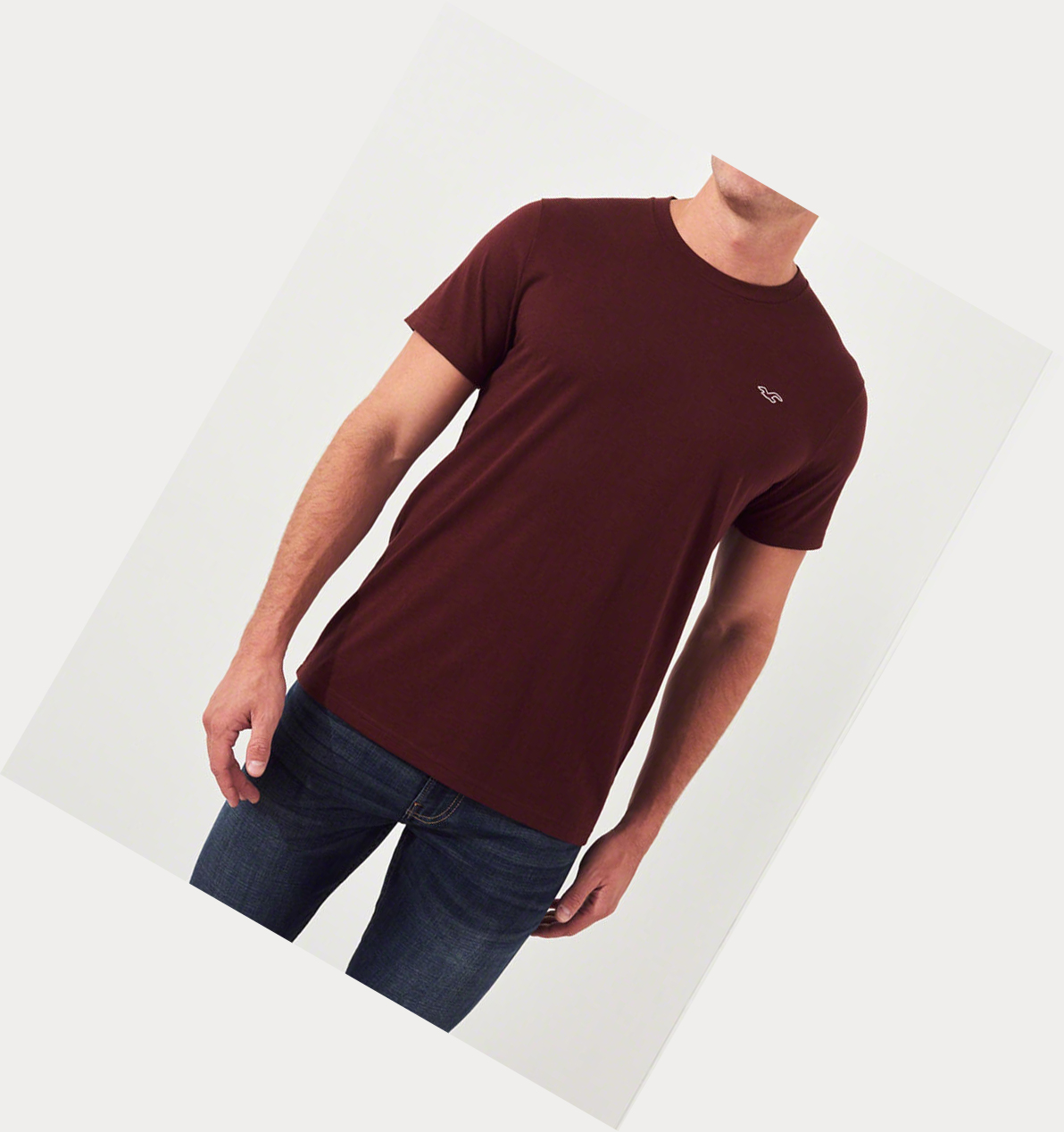 Burgundy Hollister Must-Have Crewneck Men's Short Sleeve | ZA-JZPK789