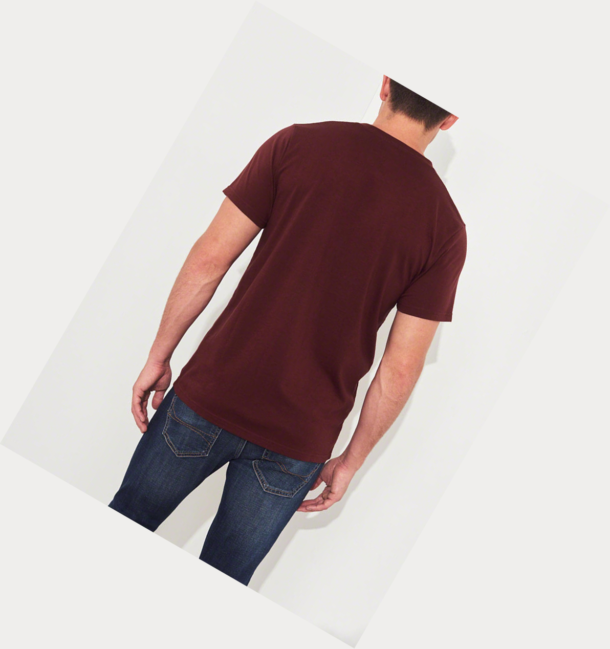 Burgundy Hollister Must-Have Crewneck Men's Short Sleeve | ZA-JZPK789