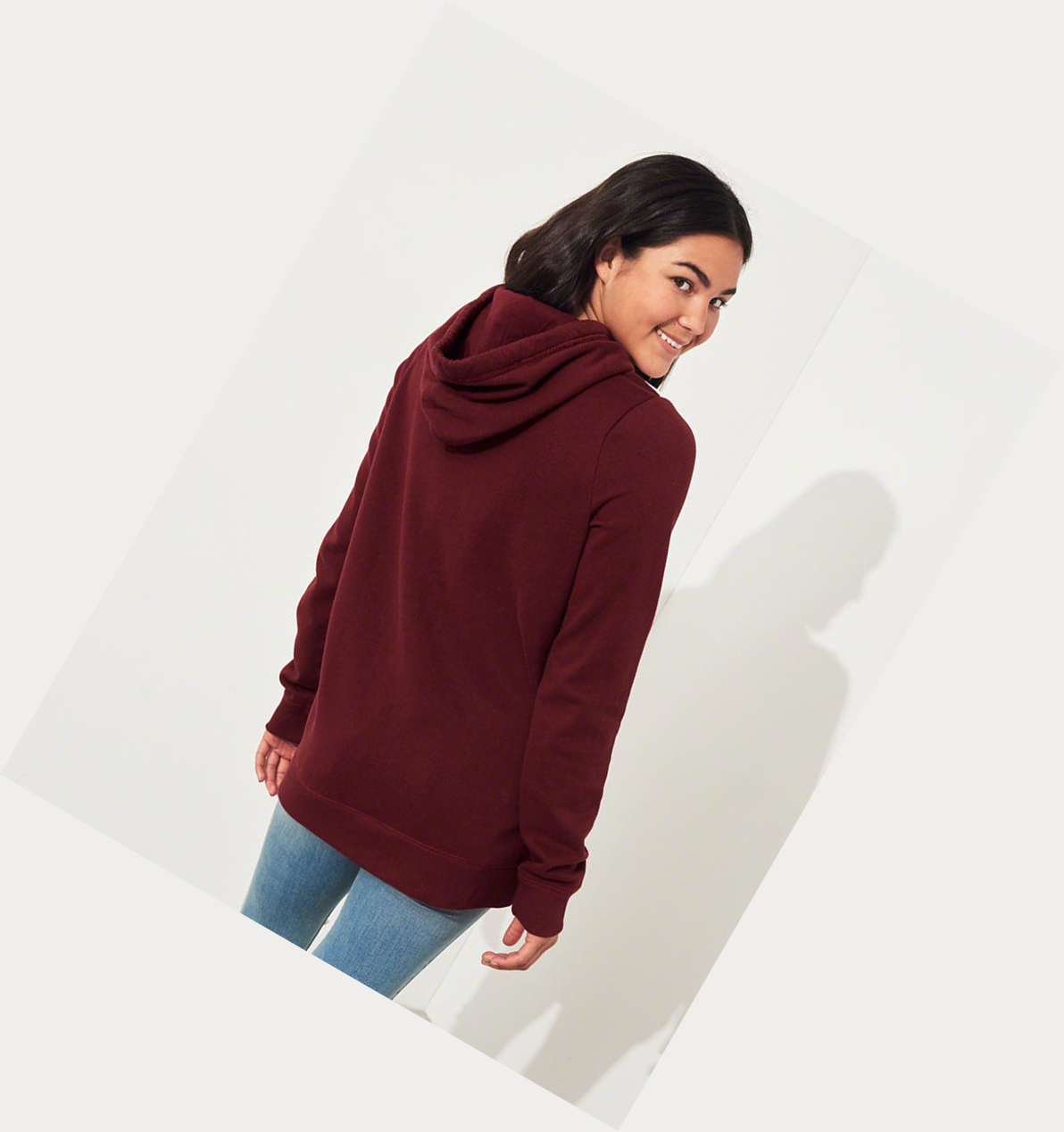 Burgundy Hollister Oversized Colorblock Women's Hoodie | ZA-WFEZ978