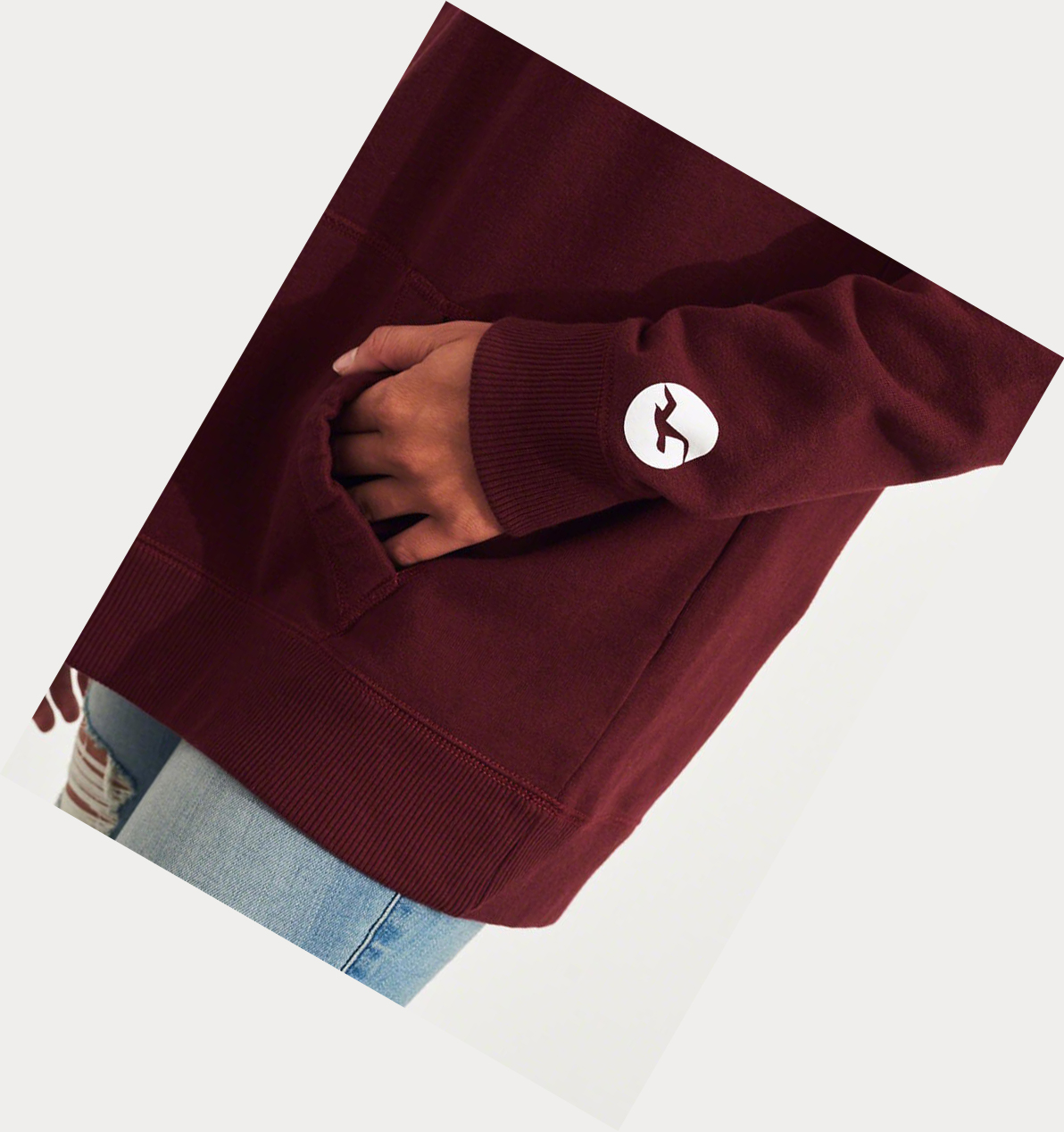 Burgundy Hollister Oversized Colorblock Women's Hoodie | ZA-WFEZ978