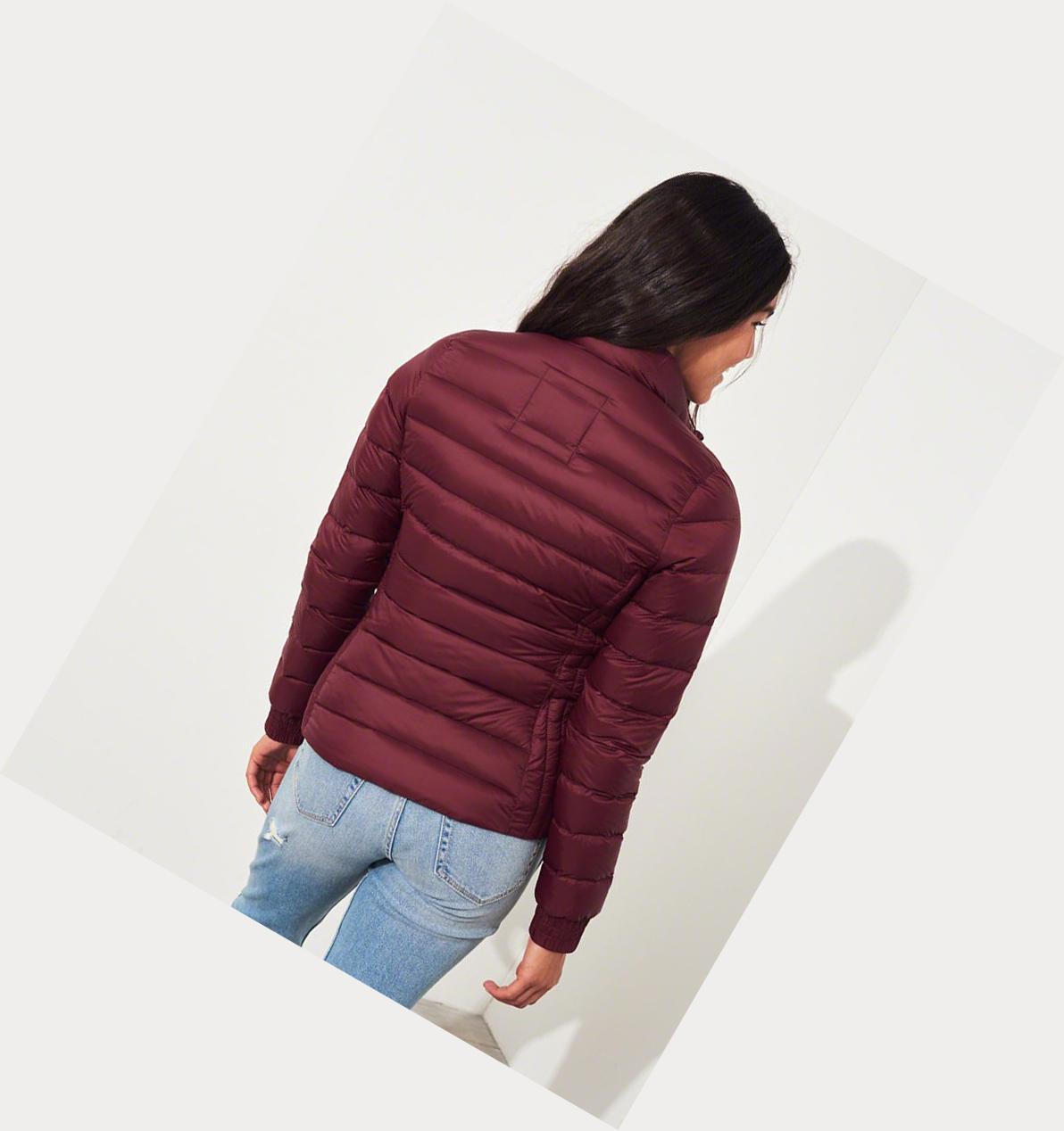 Burgundy Hollister Packable Lightweight Women's Puffers | ZA-FJKH610