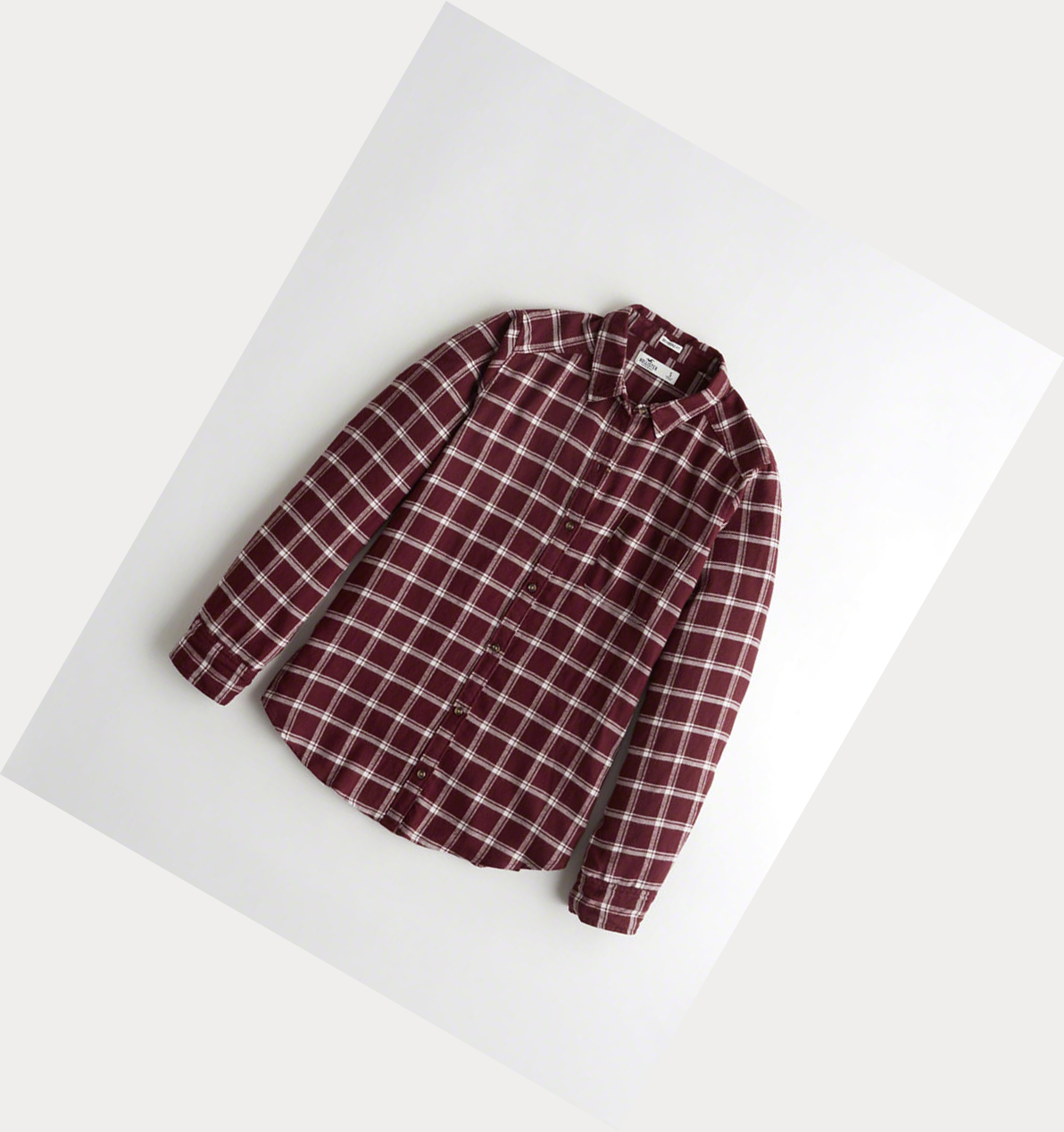 Burgundy Hollister Plaid Women\'s Long Sleeve | ZA-CBEL316