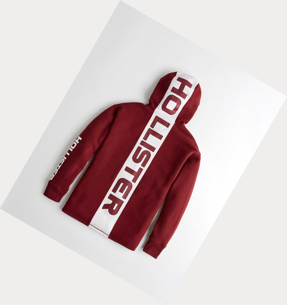 Burgundy Hollister Print Logo Graphic Men\'s Hoodie | ZA-GACE463