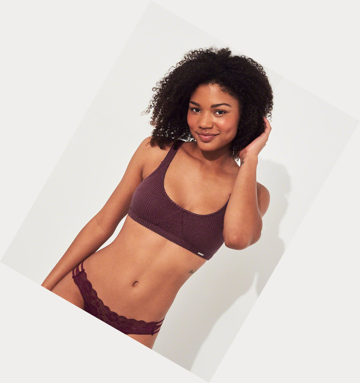 Burgundy Hollister Ribbed Scoop With Removable Pads Women's Bras | ZA-QDJB129