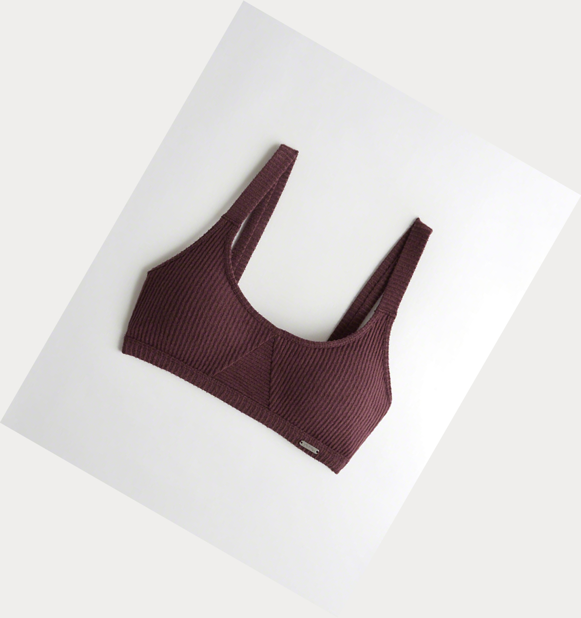 Burgundy Hollister Ribbed Scoop With Removable Pads Women\'s Bras | ZA-QDJB129