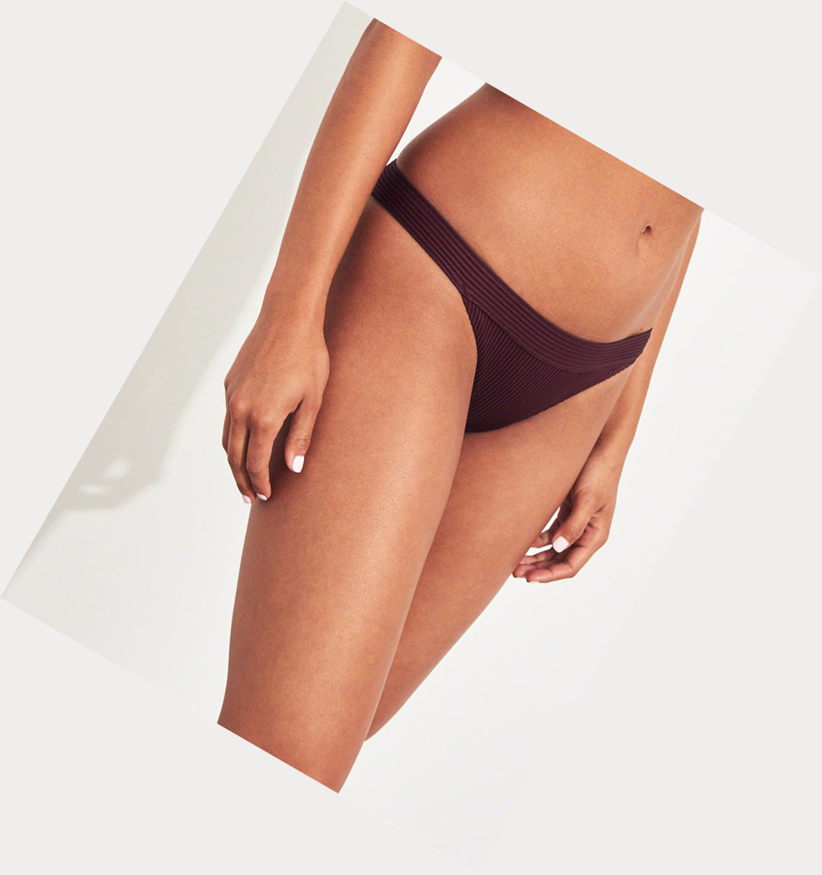 Burgundy Hollister Ribbed Women's Bikini Bottoms | ZA-IACB069