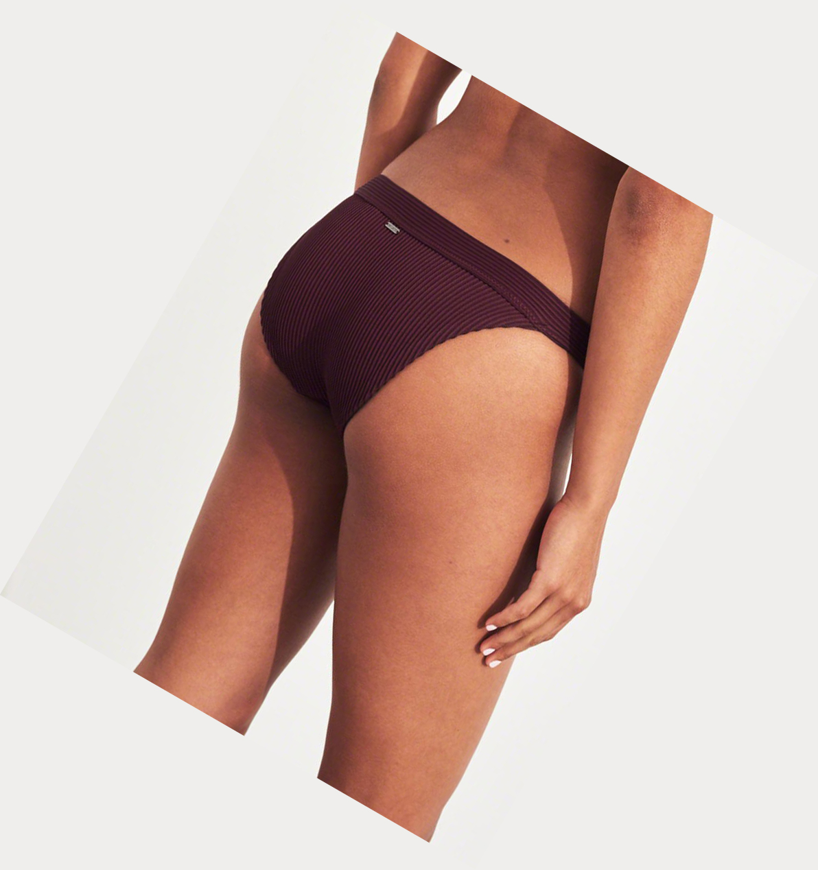 Burgundy Hollister Ribbed Women's Bikini Bottoms | ZA-IACB069