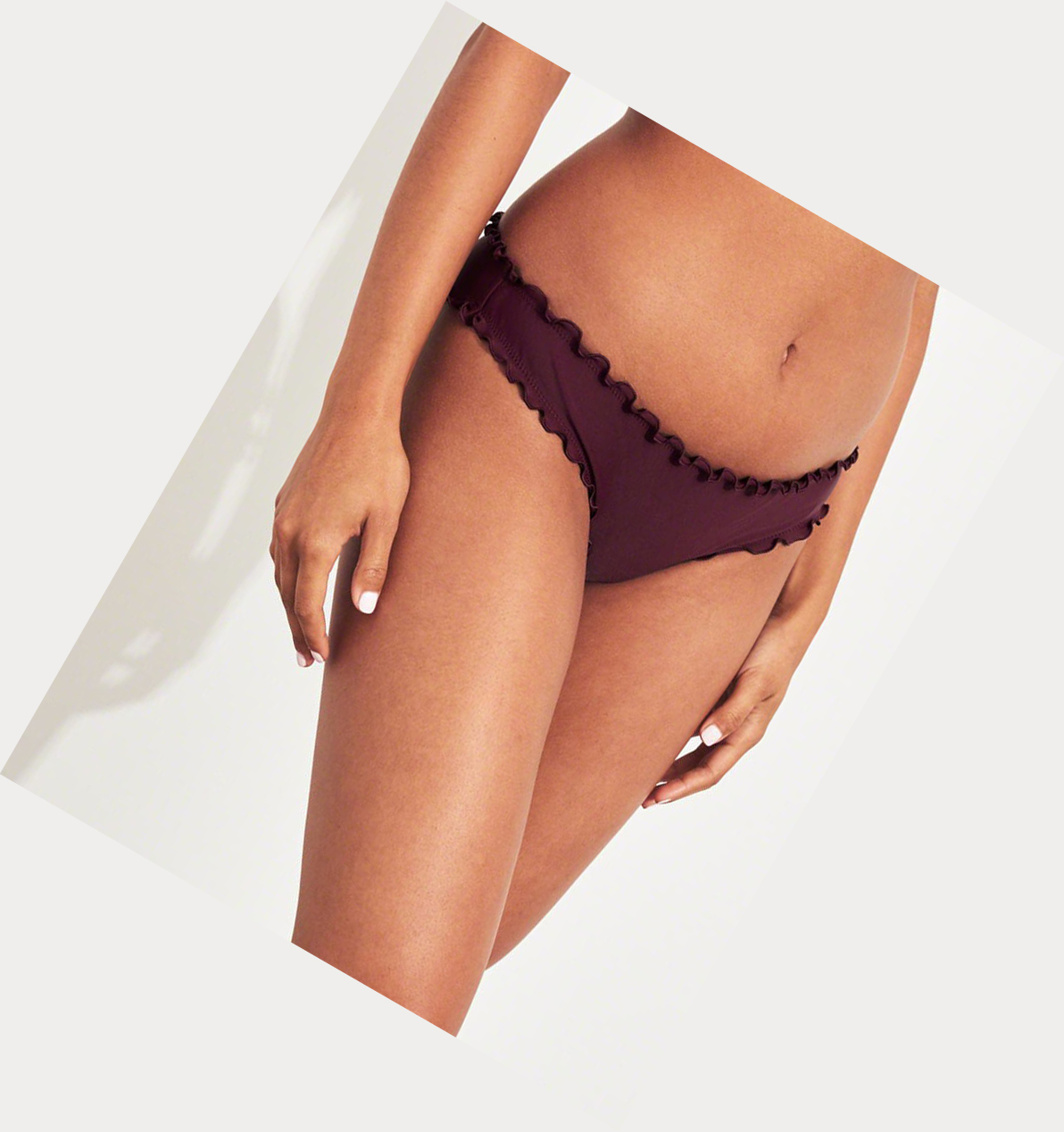 Burgundy Hollister Ruffle Cheeky Women's Bikini Bottoms | ZA-BGNC794