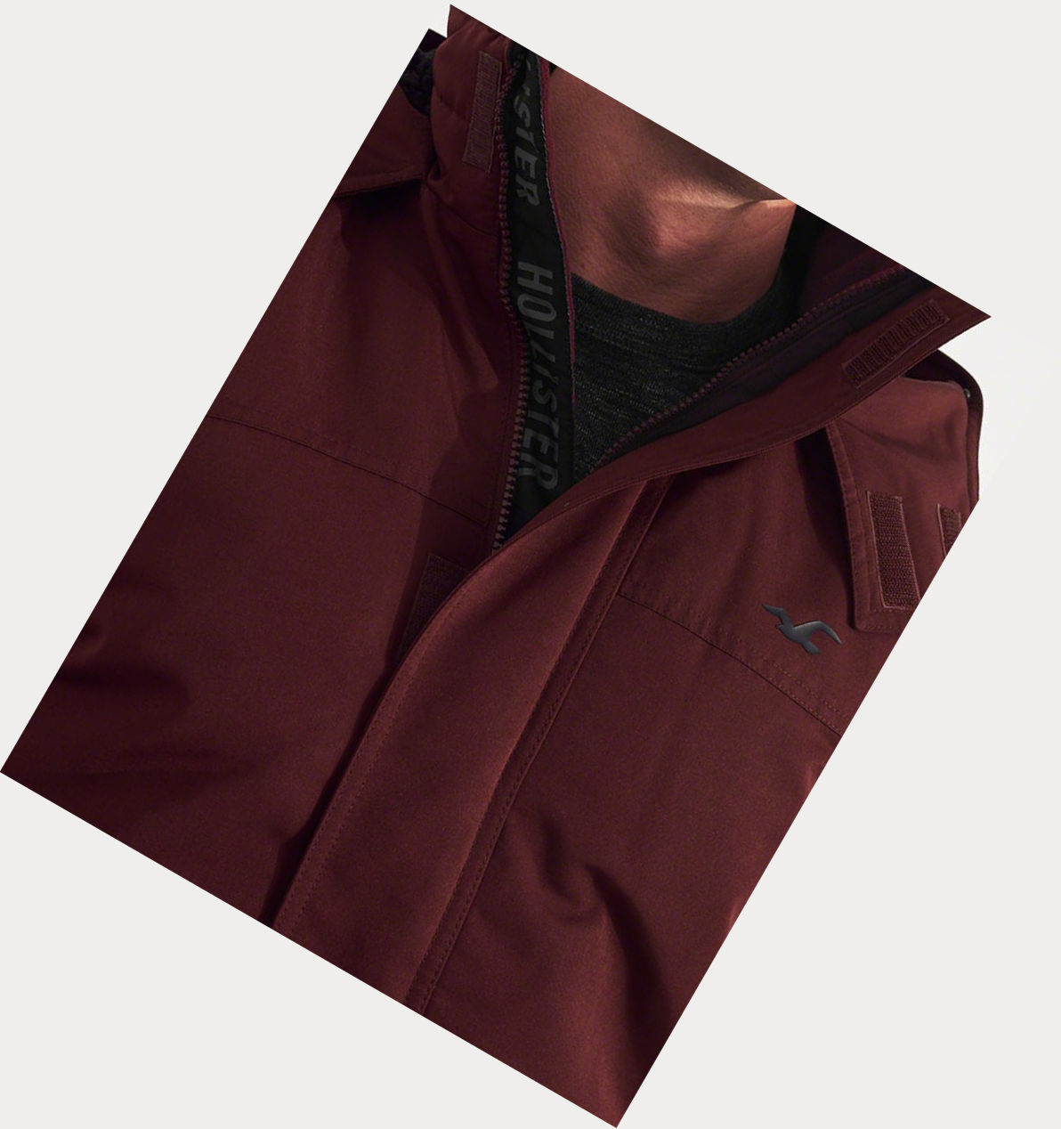 Burgundy Hollister Sherpa-Lined Hooded Men's Bomber Jackets | ZA-BDEF908