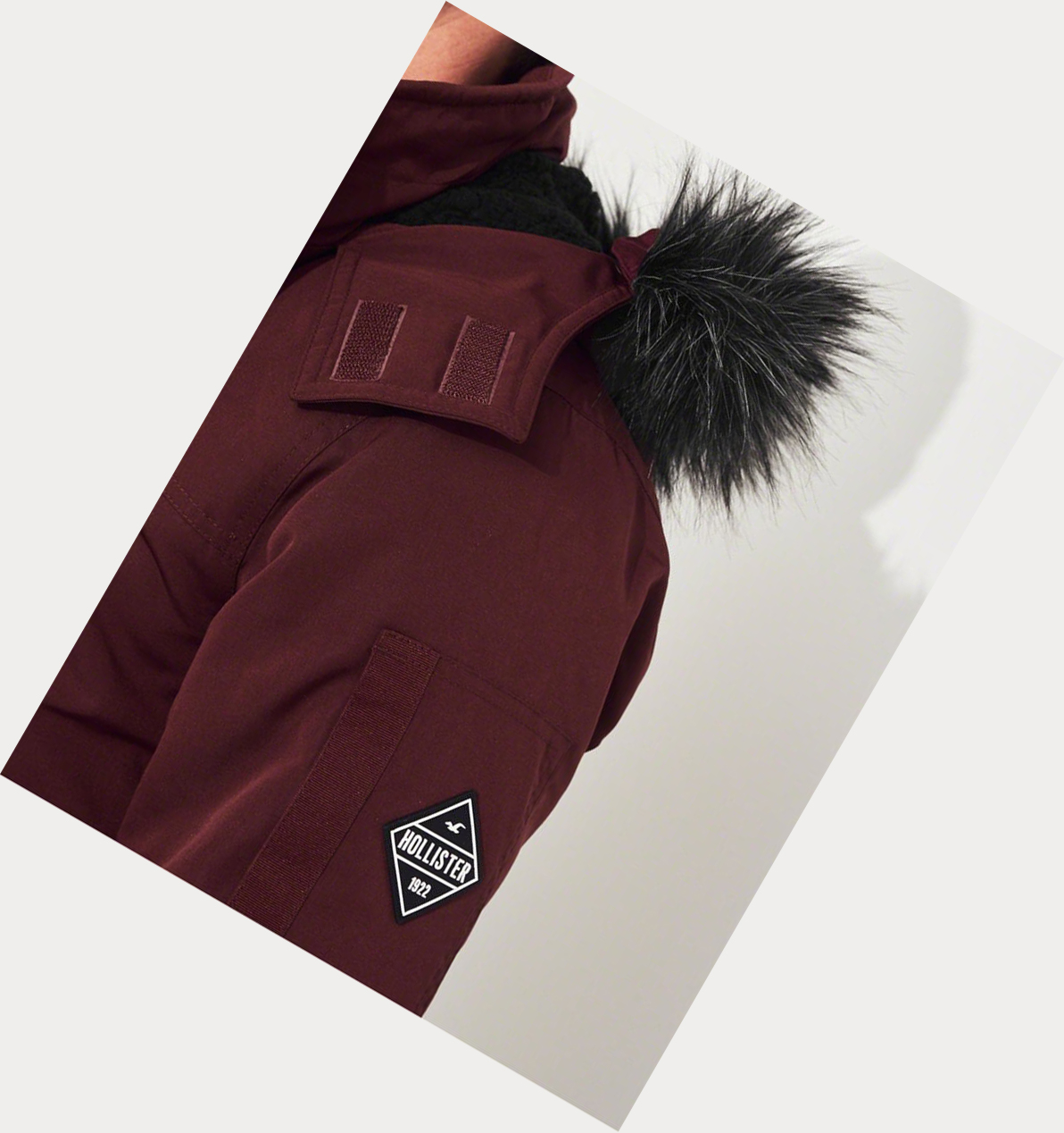 Burgundy Hollister Sherpa-Lined Hooded Men's Bomber Jackets | ZA-BDEF908