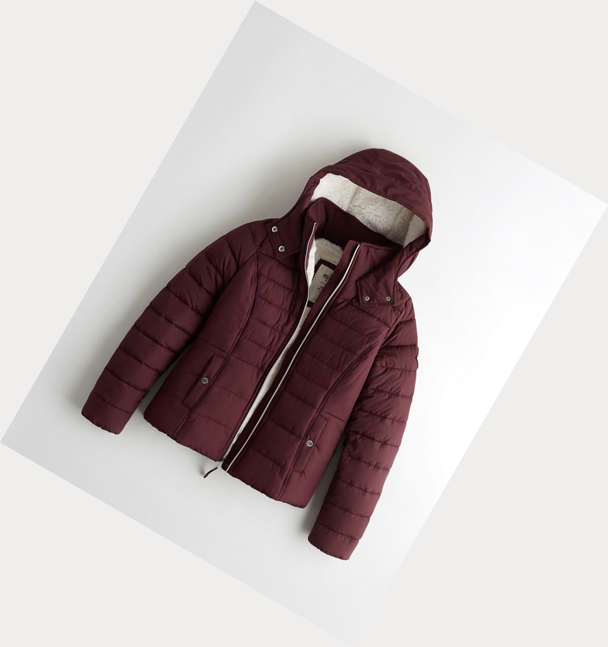 Burgundy Hollister Sherpa-Lined Women\'s Puffers | ZA-RLVJ726