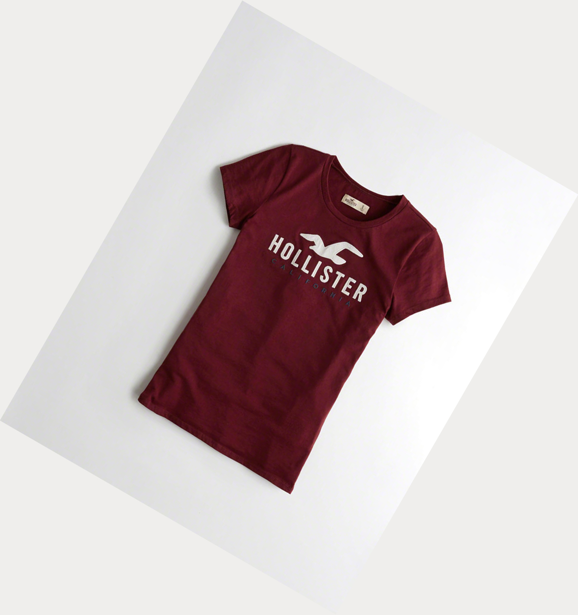 Burgundy Hollister Slim Crew Women\'s Short Sleeve | ZA-UPSE817