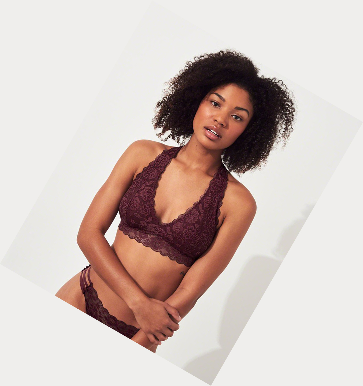 Burgundy Hollister Strappy Halter With Removable Pads Women's Bras | ZA-GOYW819