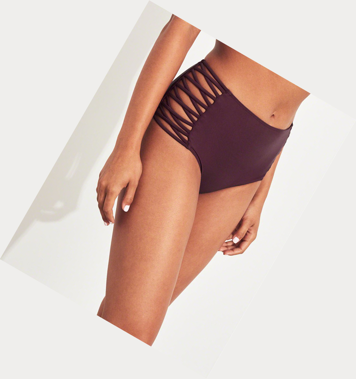 Burgundy Hollister Strappy High-Waist Women's Bikini Bottoms | ZA-SYGT018