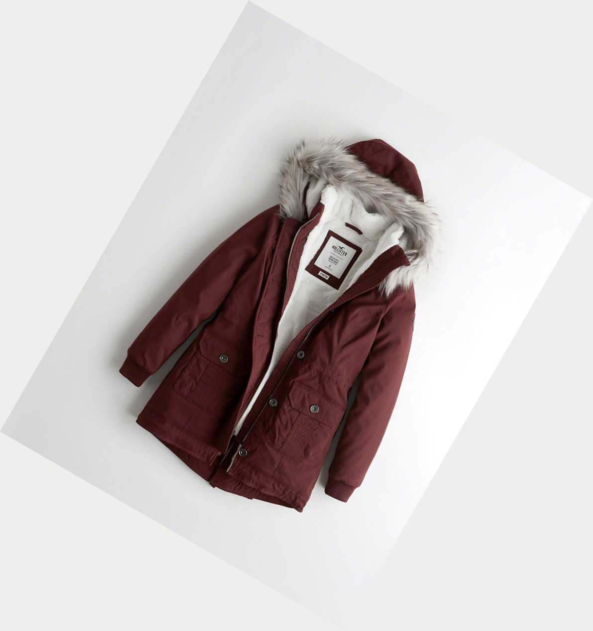 Burgundy Hollister Stretch Cozy-Lined Women\'s Parka Jackets | ZA-LHFM392