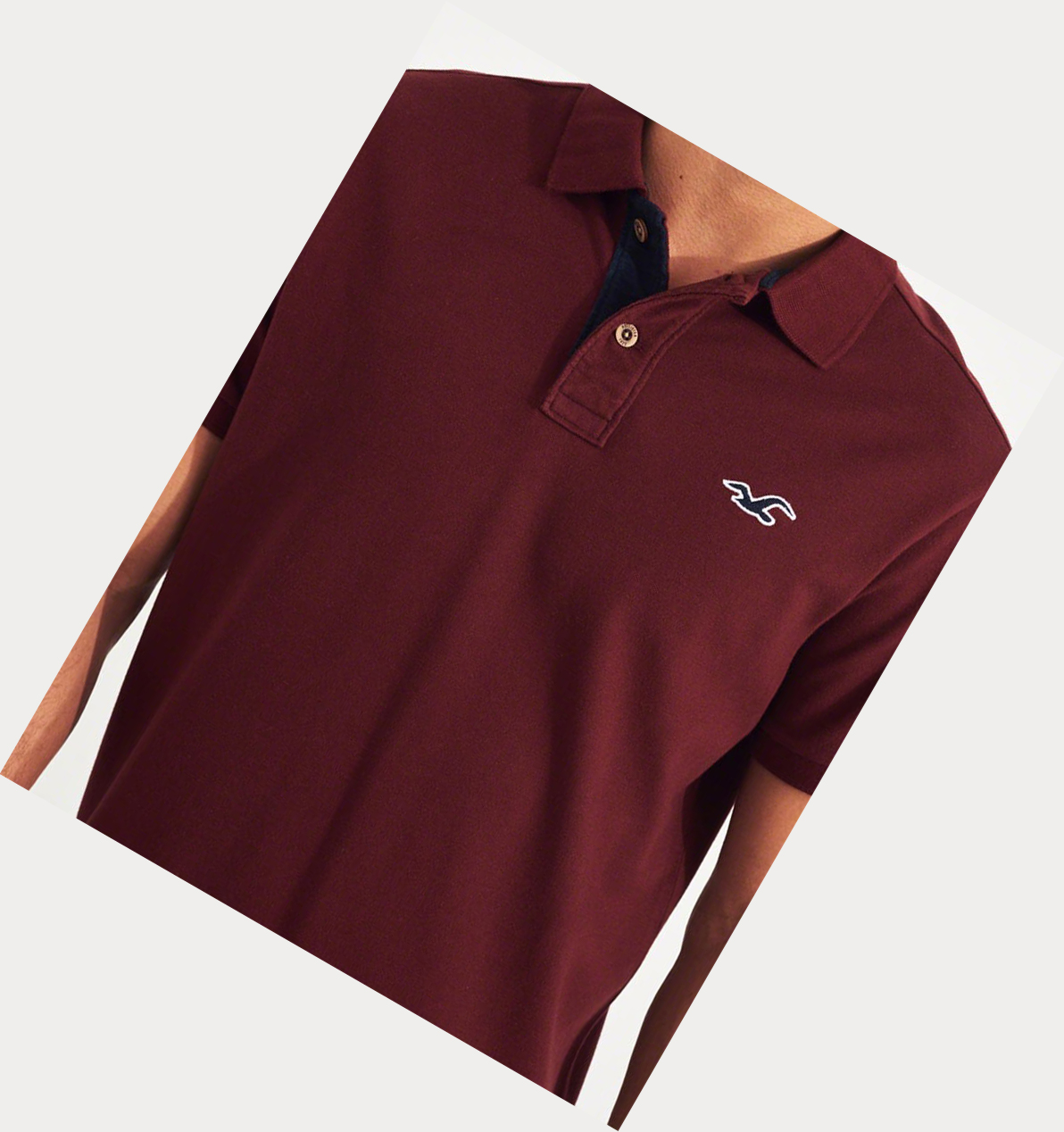 Burgundy Hollister Stretch Icon Men's Polo Shirts | ZA-DPAY326