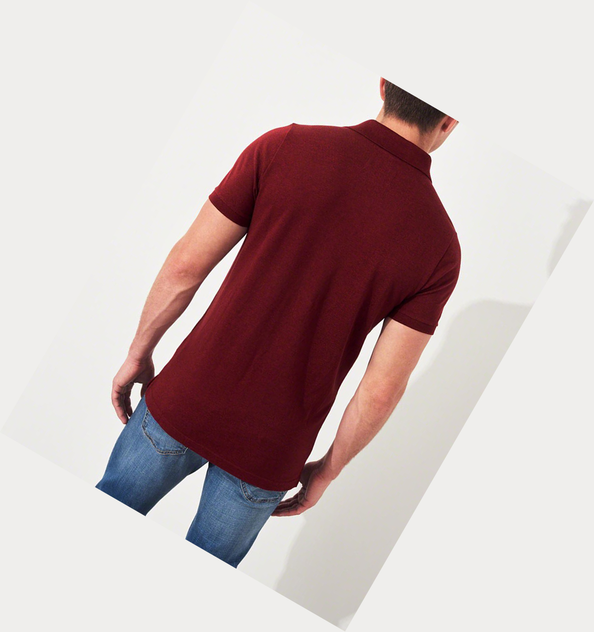 Burgundy Hollister Stretch Muscle Fit Men's Polo Shirts | ZA-UDFY365