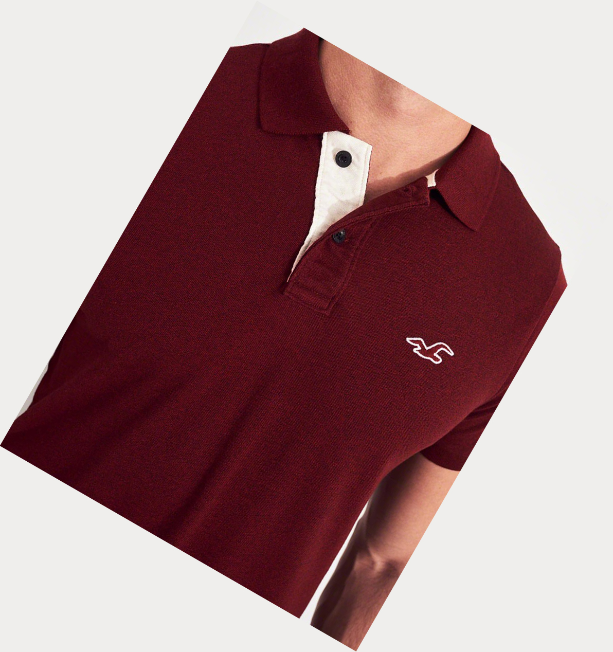 Burgundy Hollister Stretch Muscle Fit Men's Polo Shirts | ZA-UDFY365