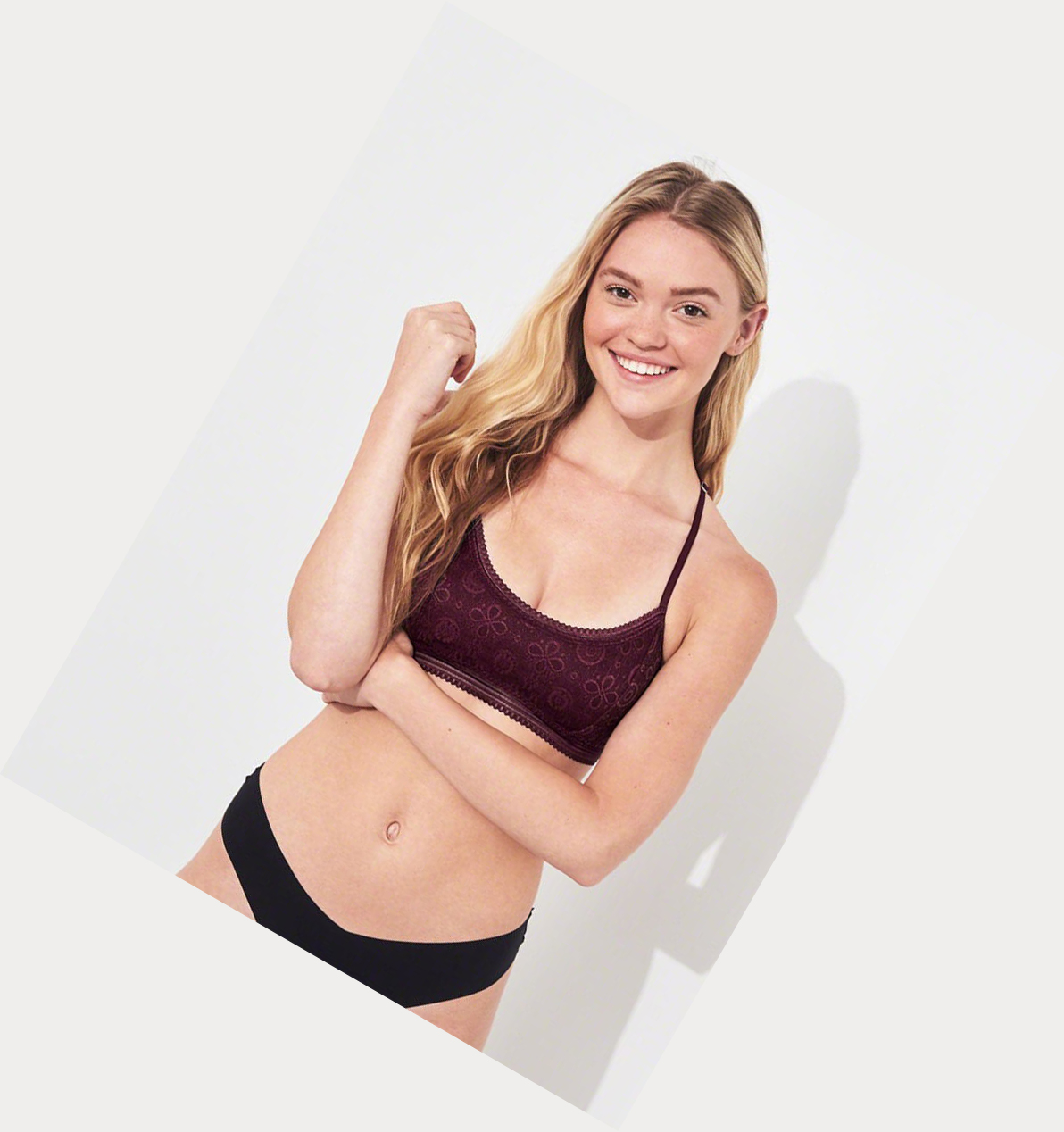 Burgundy Hollister T-Back Scoop With Removable Pads Women's Bras | ZA-NYFI268