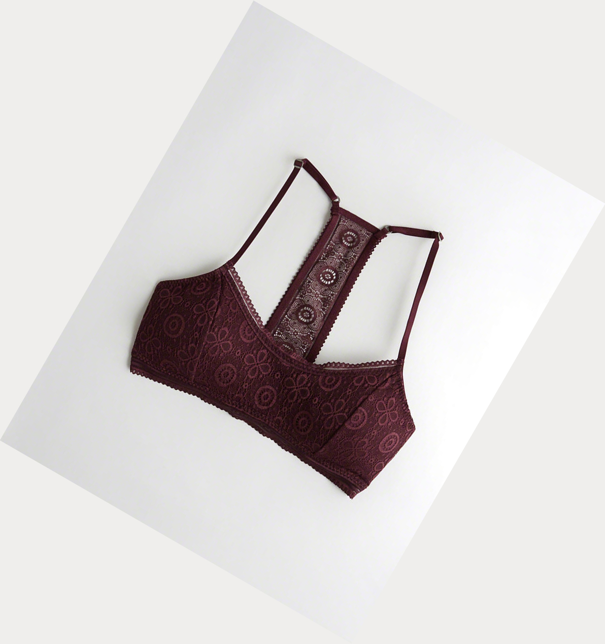 Burgundy Hollister T-Back Scoop With Removable Pads Women\'s Bras | ZA-NYFI268