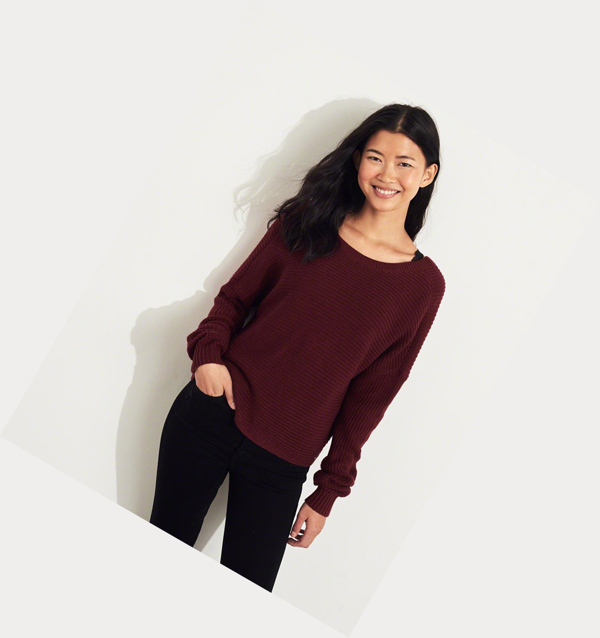 Burgundy Hollister Twist-Back Women's Sweaters | ZA-KTZE580