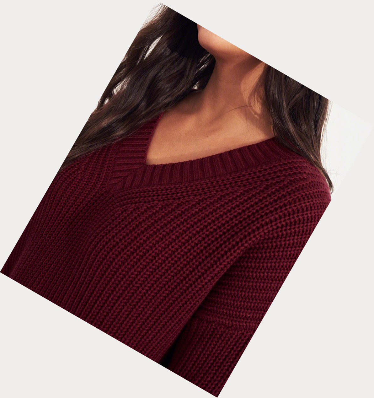 Burgundy Hollister V-Neck Women's Sweaters | ZA-OPUS437