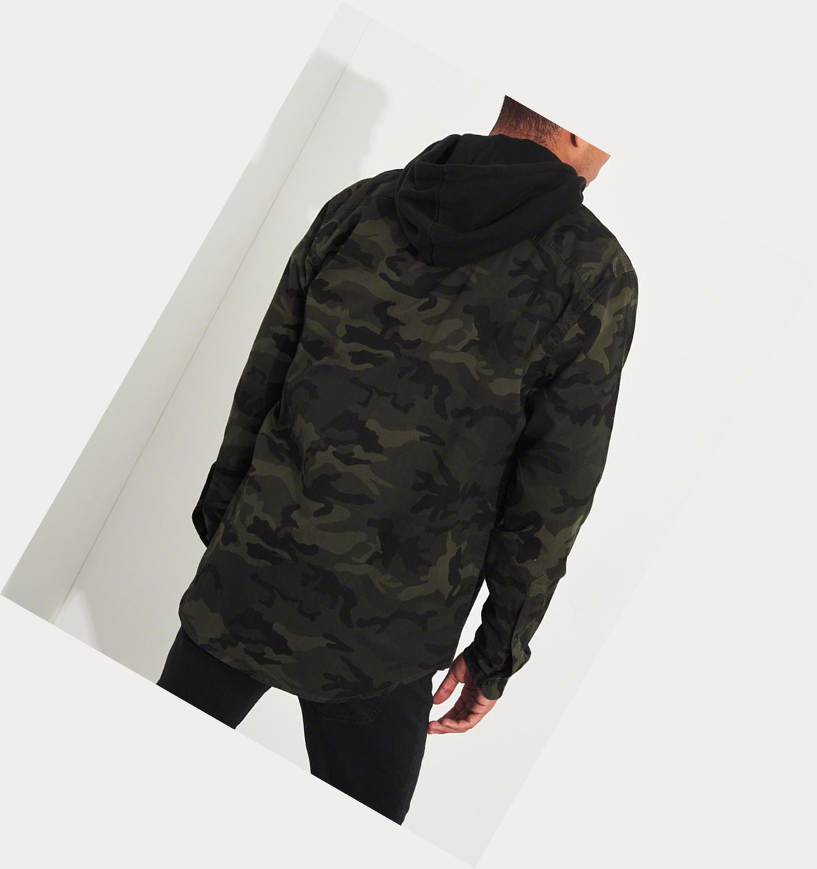 Camo Hollister Camo Twill Utility Men's Long Sleeve | ZA-USWX342