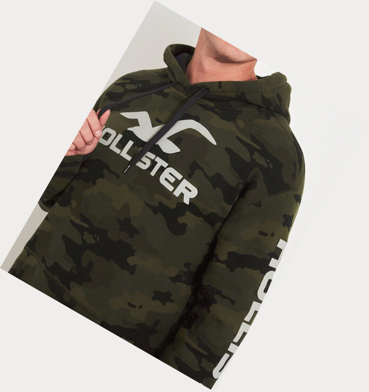 Camo Hollister Print Logo Graphic Men's Hoodie | ZA-CWRT348