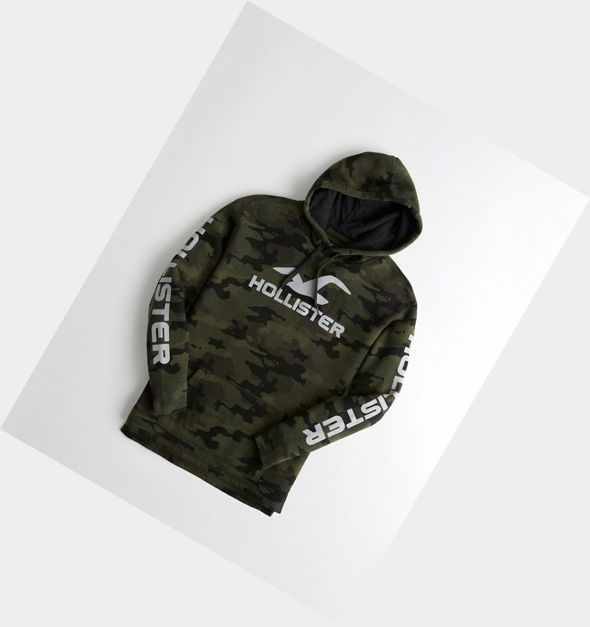 Camo Hollister Print Logo Graphic Men\'s Hoodie | ZA-CWRT348