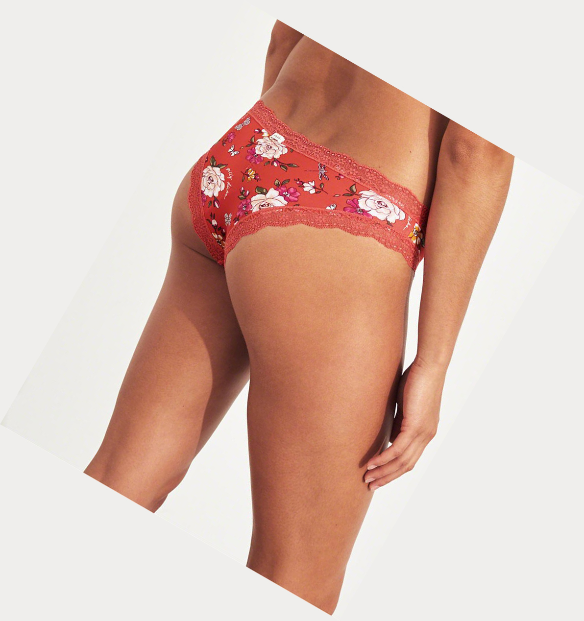 Coral Hollister Patterned Lace-Trim Cheeky Women's Underwear | ZA-FOKM701