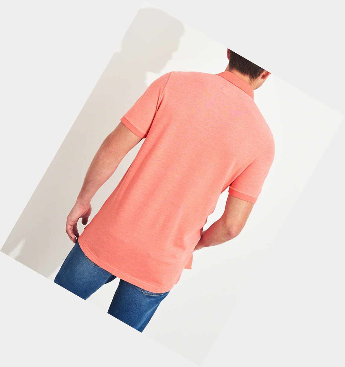 Coral Hollister Stretch Shrunken Collar Men's Polo Shirts | ZA-BALP240