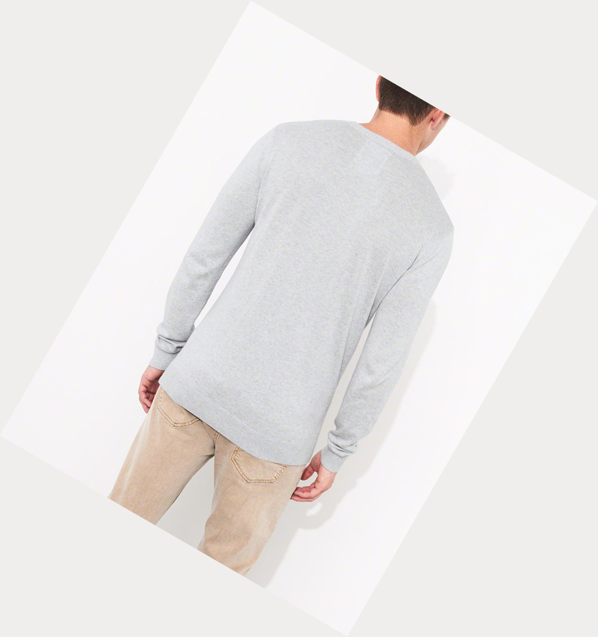 Cream Hollister Lightweight Crewneck Men's Sweaters | ZA-VRCK019