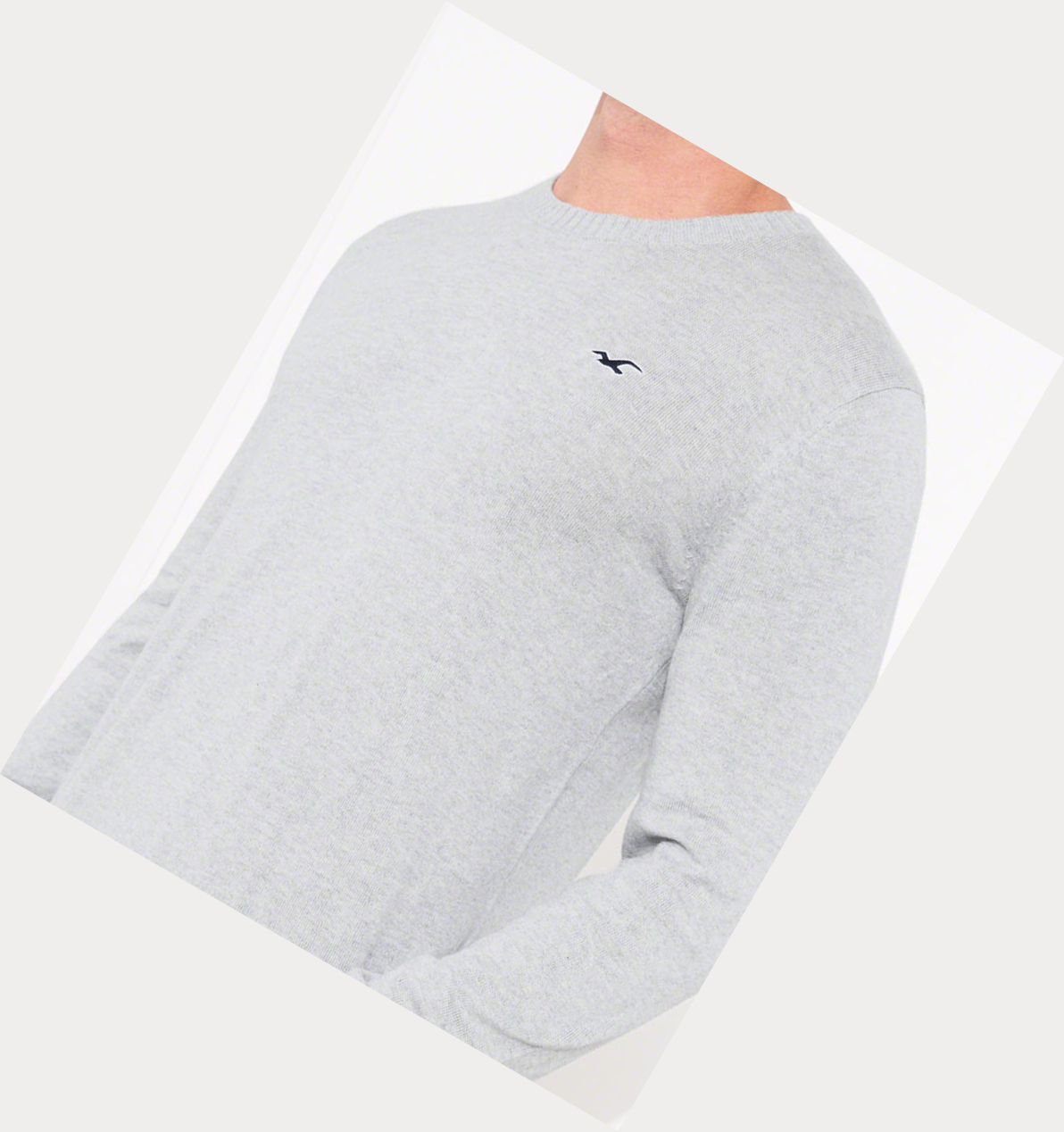 Cream Hollister Lightweight Crewneck Men's Sweaters | ZA-VRCK019