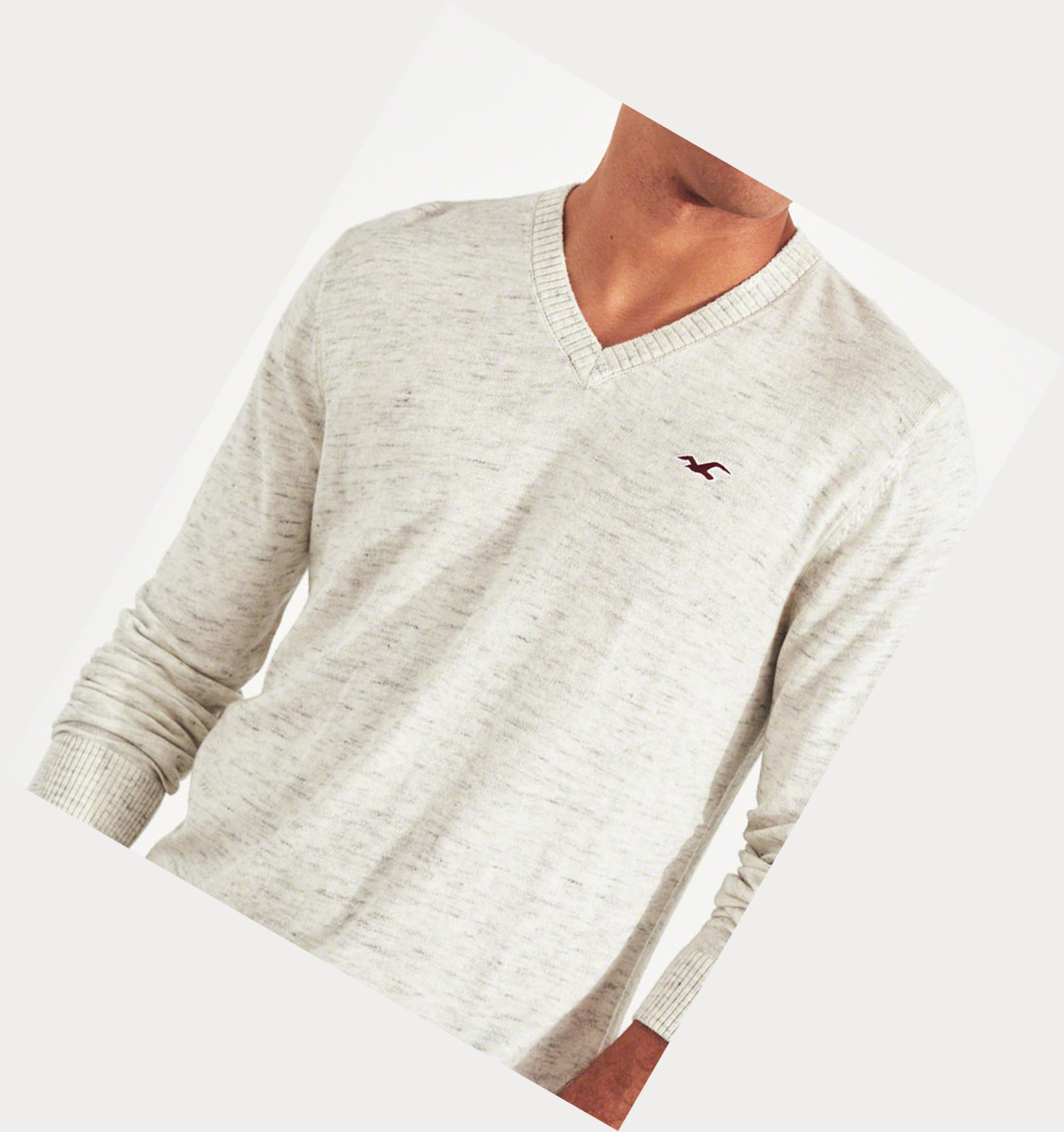 Cream Hollister Lightweight V-Neck Men's Sweaters | ZA-YHNI285