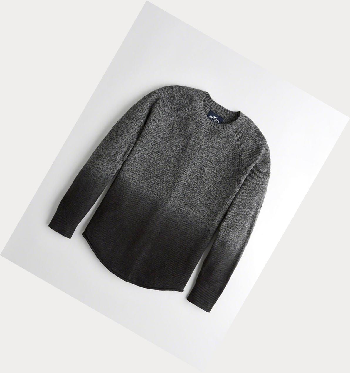 Dark Grey Black Hollister Dip-Dye Crewneck Men\'s Sweaters | ZA-SILU693