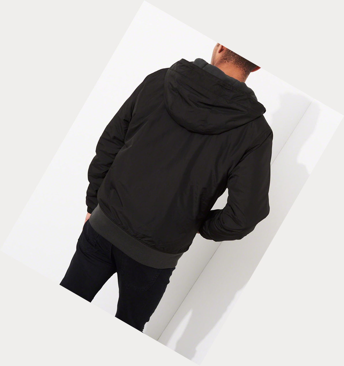 Dark Grey Hollister Fleece-Lined Hooded Men's Bomber Jackets | ZA-BAYI245