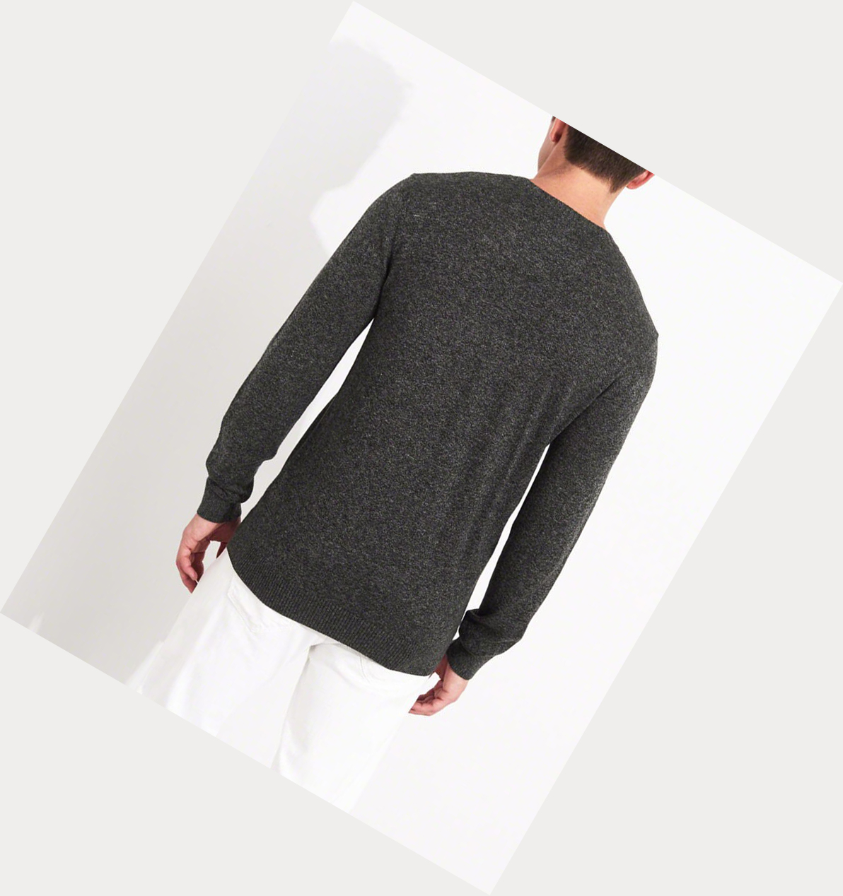 Dark Grey Hollister Lightweight Crewneck Men's Sweaters | ZA-BSVZ429