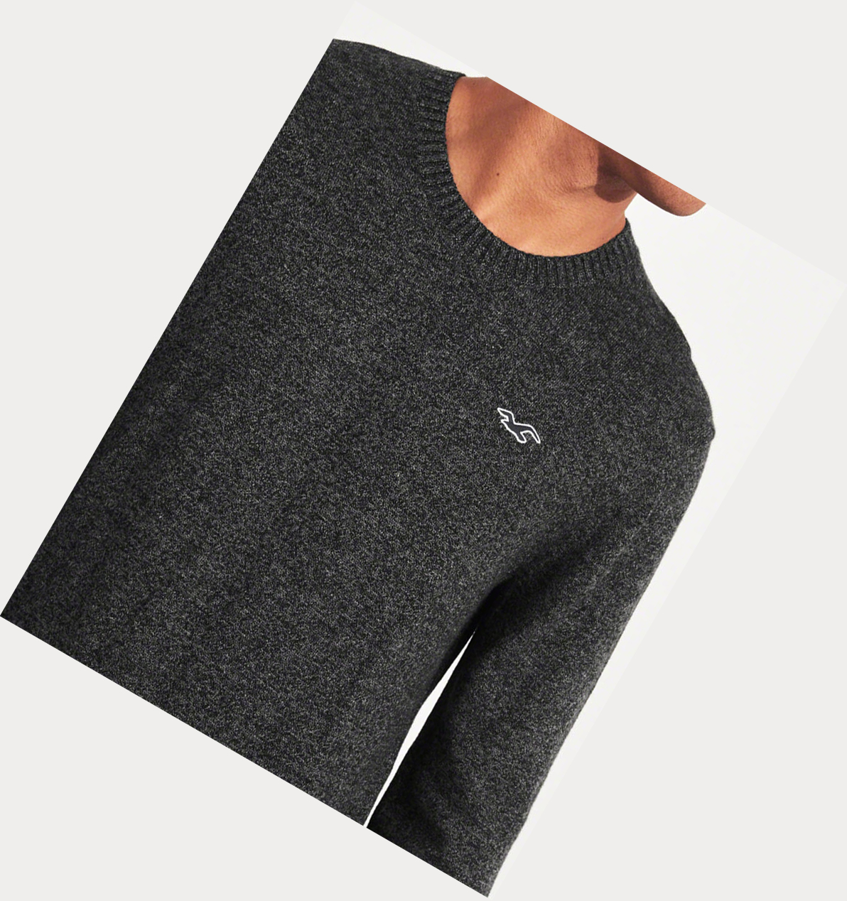 Dark Grey Hollister Lightweight Crewneck Men's Sweaters | ZA-ZMYJ091