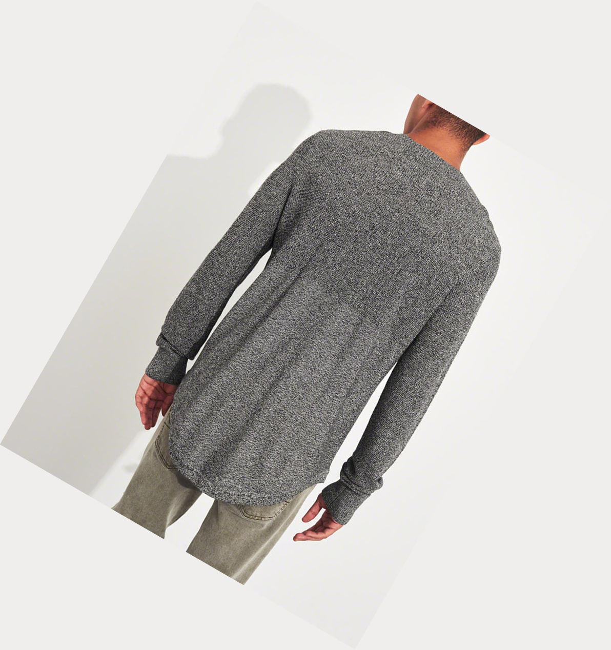 Dark Grey Hollister Lightweight Curved Hem Men's Sweaters | ZA-JGDL976