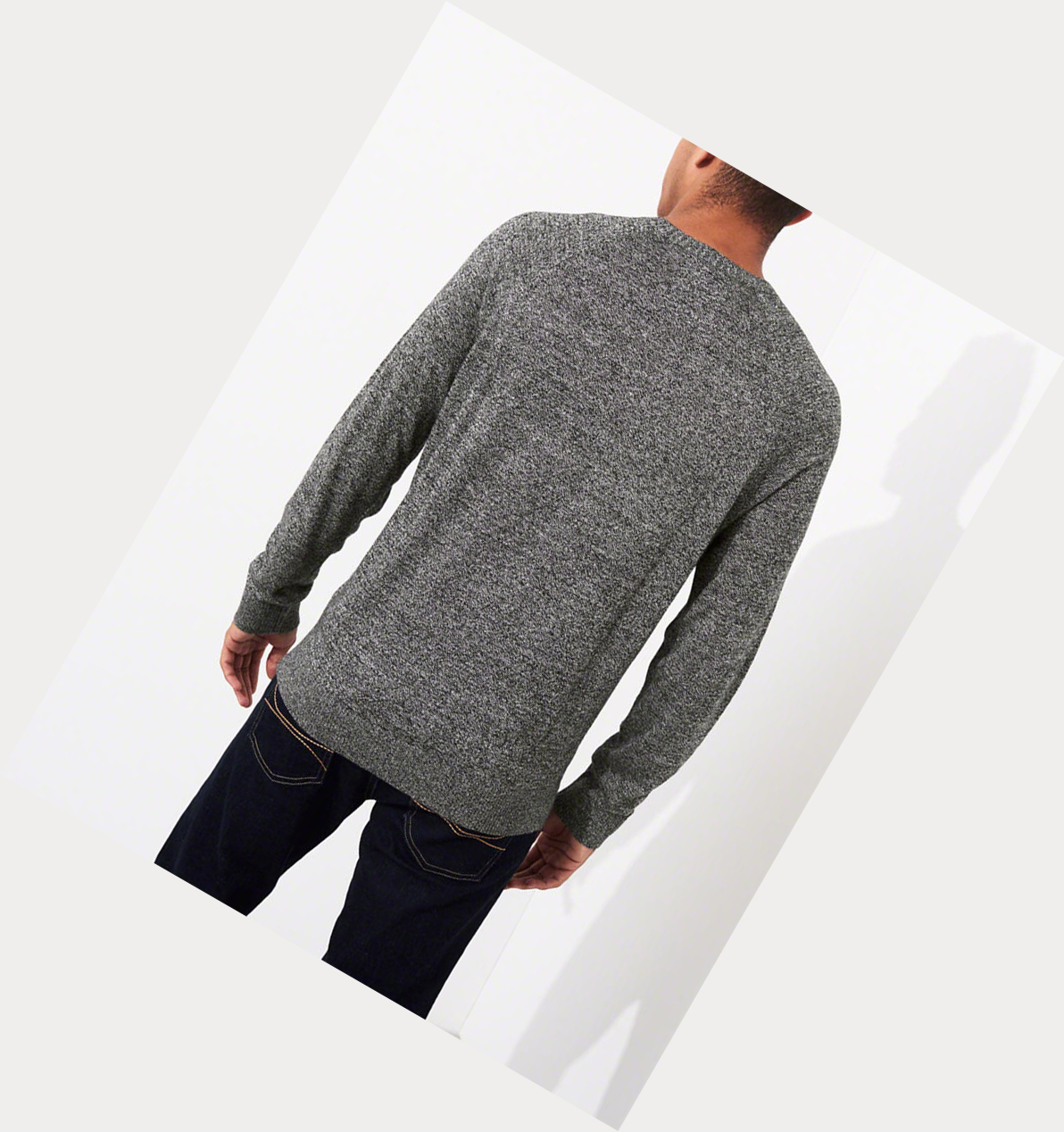 Dark Grey Hollister Logo Crewneck Men's Sweaters | ZA-WMTF480