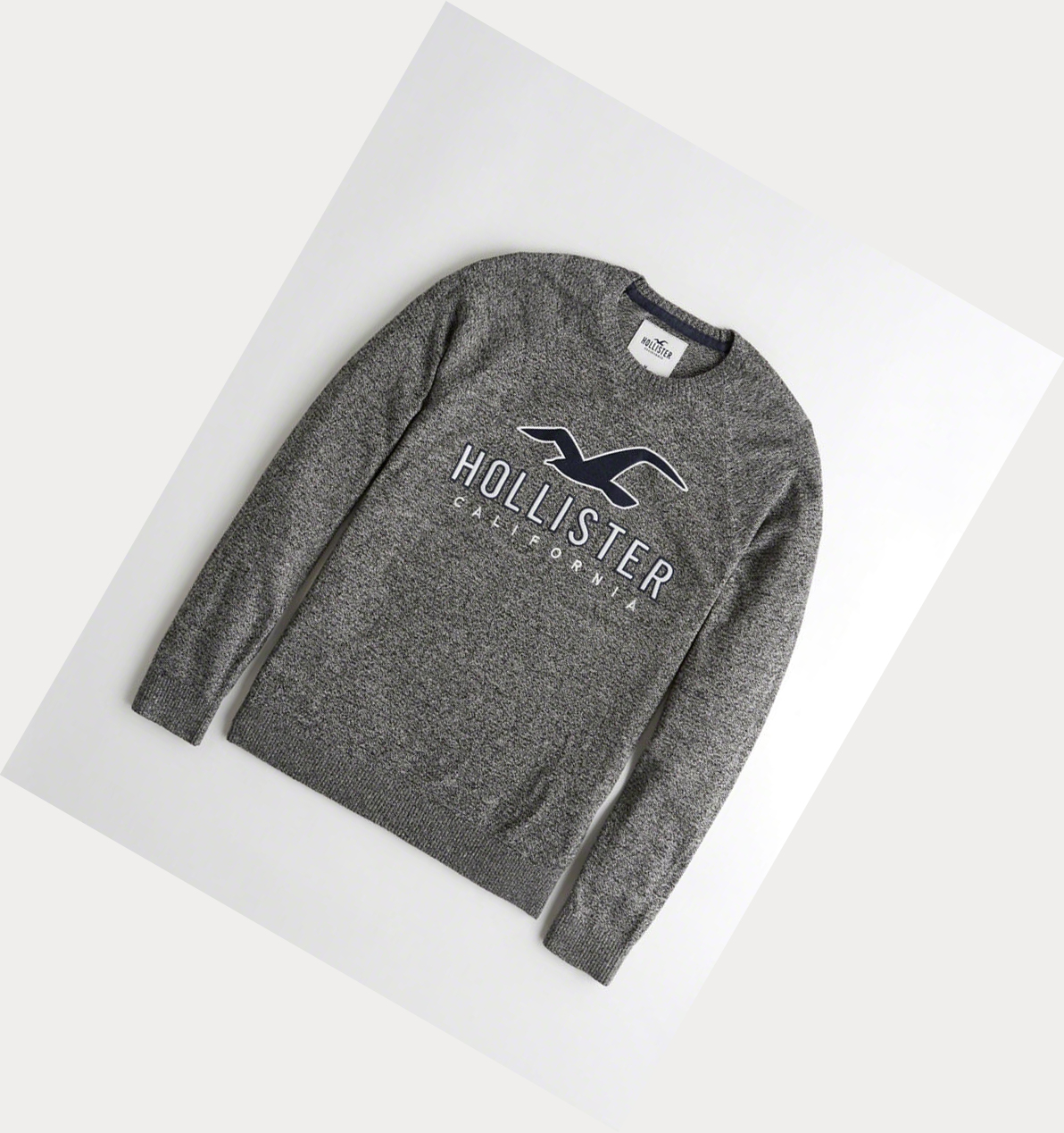 Dark Grey Hollister Logo Crewneck Men\'s Sweaters | ZA-WMTF480