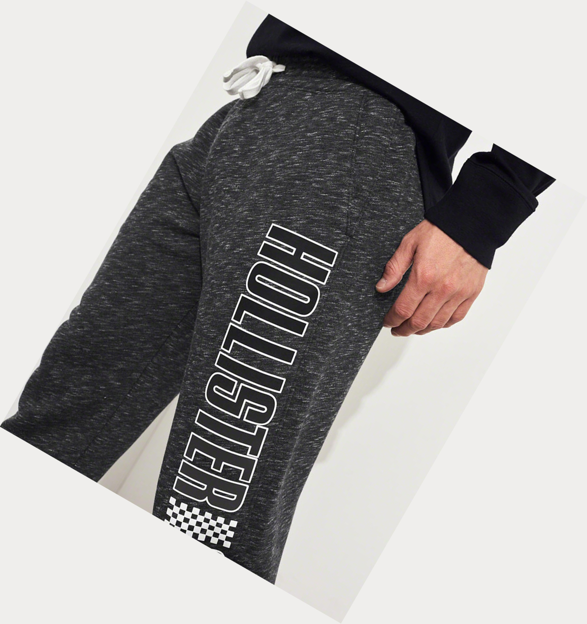 Dark Grey Hollister Logo Straight-Leg Men's Sweatpants | ZA-BYUP204