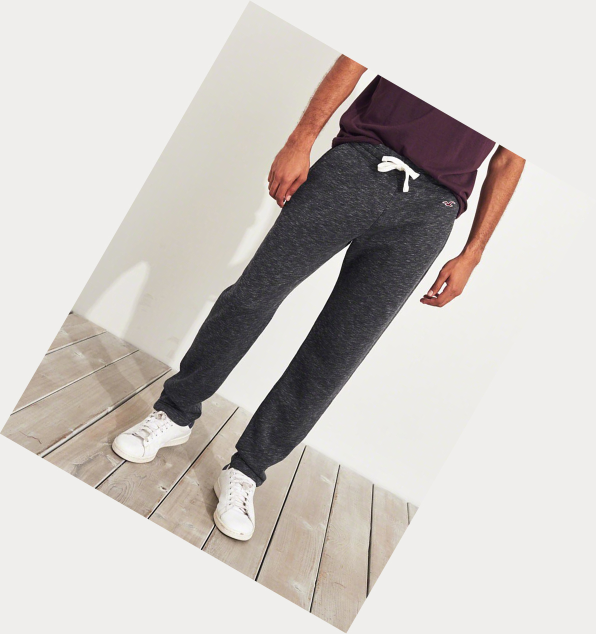 Dark Grey Hollister Straight-Leg Men's Sweatpants | ZA-DZKL749