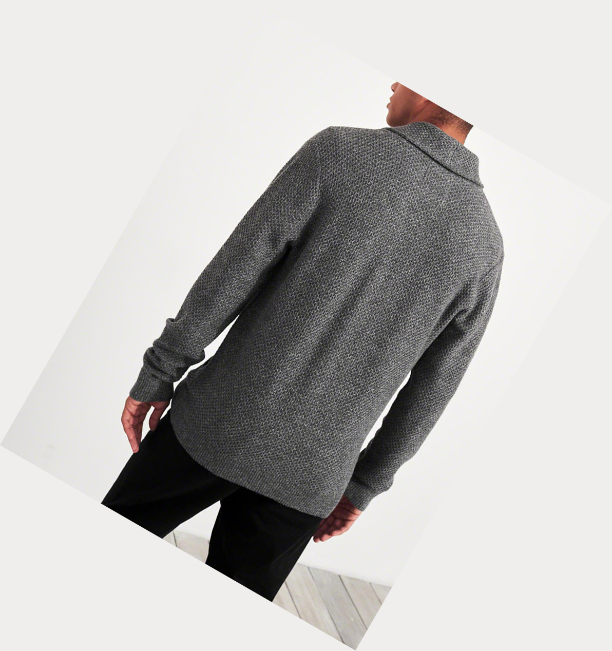 Dark Grey Hollister Textured Shawl Cardigan Men's Sweaters | ZA-UVAN941