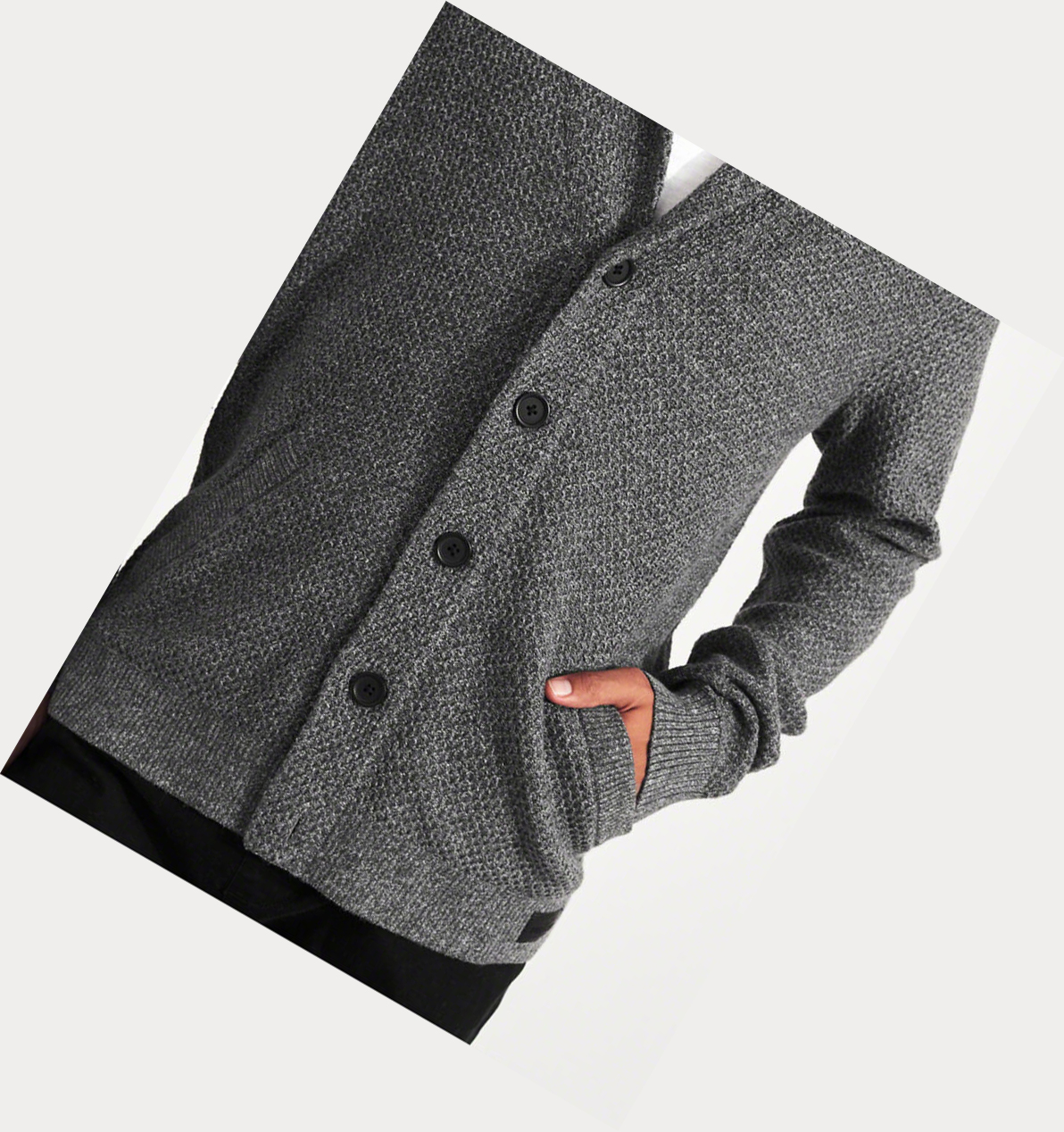 Dark Grey Hollister Textured Shawl Cardigan Men's Sweaters | ZA-UVAN941