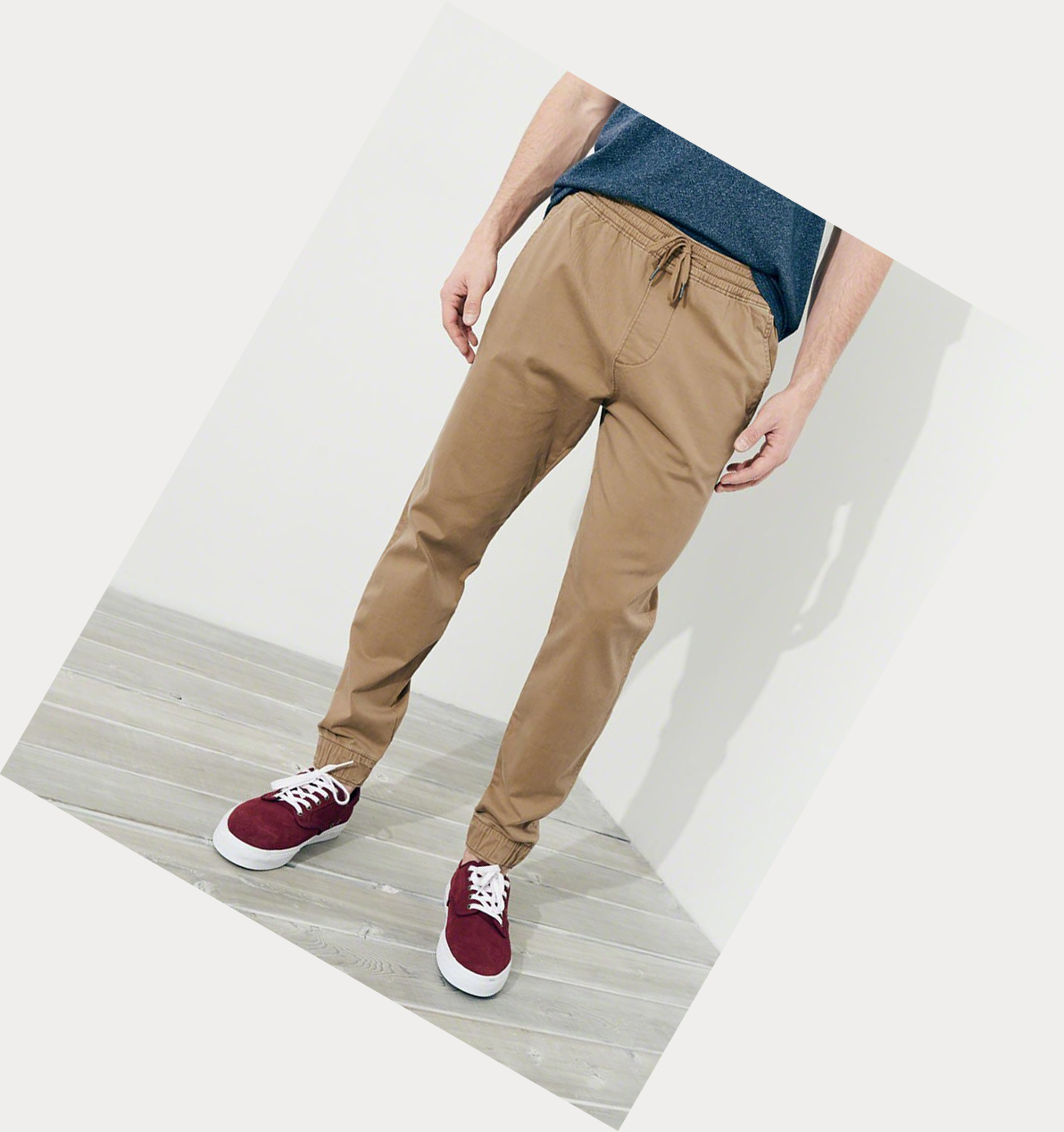 Dark Khaki Hollister Advanced Stretch Twill Skinny Men's Jogger | ZA-QGJZ467