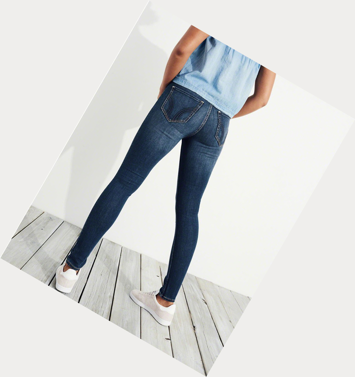 Dark Wash Hollister Classic Stretch High-Rise Super Skinny Women's Jeans | ZA-PCGI564